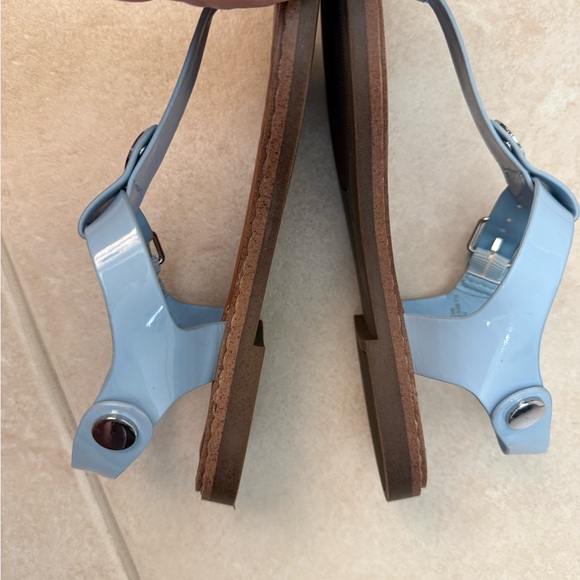 Tommy Hilfiger Light Blue Patent Leather T-Strap Sandals - Picture 9 of 9